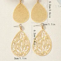 2 Pairs Elegant Vintage Style Water Droplets Mesh Frill Hollow Out Alloy Drop Earrings main image 3