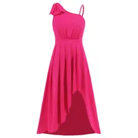Women's One Shoulder Dress Elegant Oblique Collar Pleated Sleeveless Solid Color Midi Dress Banquet main image 5