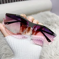 Hip-Hop Exaggerated Streetwear Color Block Pc Special-Shaped Mirror Patchwork Frameless Women's Sunglasses main image 5