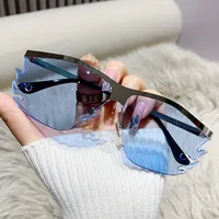 Hip-Hop Exaggerated Streetwear Color Block Pc Special-Shaped Mirror Patchwork Frameless Women's Sunglasses main image 4