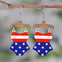 1 Pair Retro Star Wood Drop Earrings sku image 1