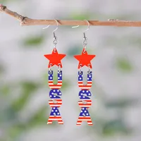 1 Pair Retro Star Wood Drop Earrings sku image 3