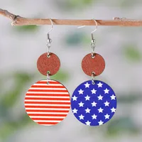 1 Pair Retro Star Wood Drop Earrings sku image 5