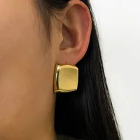 1 Pair Retro Simple Style Geometric Copper 18K Gold Plated Ear Studs main image 3