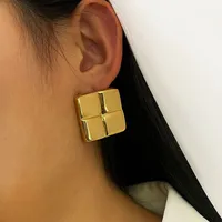 1 Pair Retro Simple Style Geometric Copper 18K Gold Plated Ear Studs main image 5