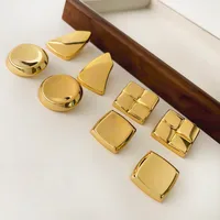 1 Pair Retro Simple Style Geometric Copper 18K Gold Plated Ear Studs main image 2