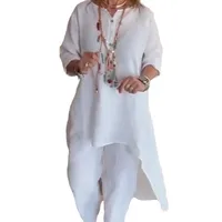 Holiday Beach Women's Vacation Solid Color Linen Pocket Pants Sets Pants Sets main image 5