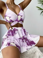 Women's Vacation Printing 3 Pieces Set Bikinis Swimwear sku image 7