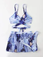Women's Vacation Printing 3 Pieces Set Bikinis Swimwear main image 2