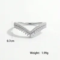 Sterling Silver White Gold Plated Simple Style Shiny Inlay V Shape Zircon Rings main image 5