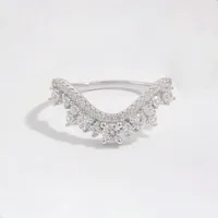 Sterling Silver White Gold Plated Simple Style Shiny Inlay V Shape Zircon Rings main image 3