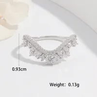 Sterling Silver White Gold Plated Simple Style Shiny Inlay V Shape Zircon Rings sku image 4
