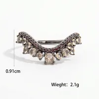 Sterling Silver White Gold Plated Simple Style Shiny Inlay V Shape Zircon Rings sku image 7
