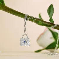 925 Sterling Silver Zircon Inlay Solid Color Pendant Necklace main image 1