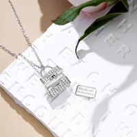 925 Sterling Silver Zircon Inlay Solid Color Pendant Necklace main image 4
