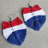 1 Pair Simple Style Geometric Patchwork Wood Polyester Drop Earrings main image 3