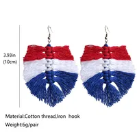 1 Pair Simple Style Geometric Patchwork Wood Polyester Drop Earrings main image 4