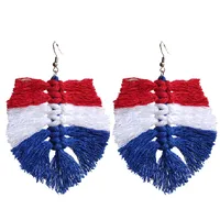 1 Pair Simple Style Geometric Patchwork Wood Polyester Drop Earrings main image 5
