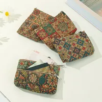 Unisex Geometric Cork Zipper Wallets main image 1