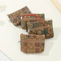 Unisex Geometric Cork Zipper Wallets main image 3