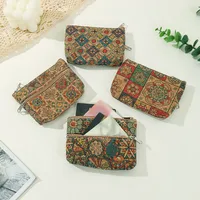 Unisex Geometric Cork Zipper Wallets main image 4