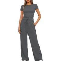 Holiday Daily Women's Casual Solid Color Polyester Pocket Pants Sets Pants Sets main image 4