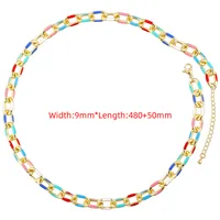 Copper 18K Gold Plated Hip-Hop Beach Cool Style Patchwork Enamel Plating Color Block Copper Bracelets Necklace Jewelry Set main image 5