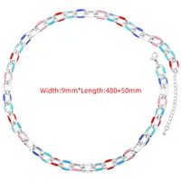 Copper 18K Gold Plated Hip-Hop Beach Cool Style Patchwork Enamel Plating Color Block Copper Bracelets Necklace Jewelry Set main image 6