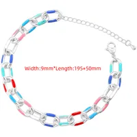 Copper 18K Gold Plated Hip-Hop Beach Cool Style Patchwork Enamel Plating Color Block Copper Bracelets Necklace Jewelry Set sku image 2