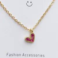 Titanium Steel Hypoallergenic Zircon Heart Necklace main image 1
