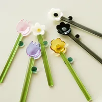 Cute Solid Color Flower Glass Stirring Rod 1 Piece main image 2