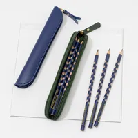 Solid Color Pu Learning Retro Simple Style Pencil Case main image 1