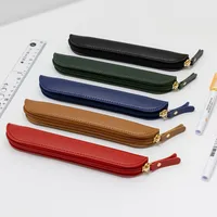 Solid Color Pu Learning Retro Simple Style Pencil Case main image 2