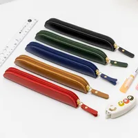 Solid Color Pu Learning Retro Simple Style Pencil Case main image 3