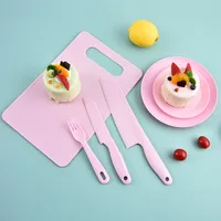 Casual Solid Color Plastic Chopping Board Fruit Knife 1 Set main image 1