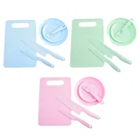 Casual Solid Color Plastic Chopping Board Fruit Knife 1 Set main image 4