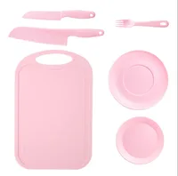 Casual Solid Color Plastic Chopping Board Fruit Knife 1 Set sku image 1