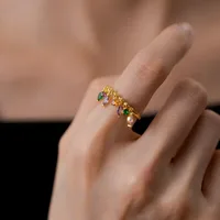 18K Gold Plated 925 Sterling Silver Zircon Geometric Rings main image 2