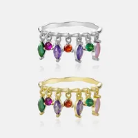 18K Gold Plated 925 Sterling Silver Zircon Geometric Rings main image 1