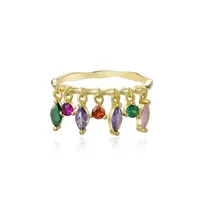 18K Gold Plated 925 Sterling Silver Zircon Geometric Rings sku image 6