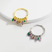 18K Gold Plated 925 Sterling Silver Zircon Geometric Rings main image 4
