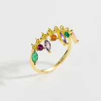 18K Gold Plated 925 Sterling Silver Zircon Geometric Rings main image 5