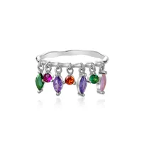 18K Gold Plated 925 Sterling Silver Zircon Geometric Rings sku image 2