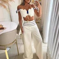 Holiday Beach Women's Sexy Printing Solid Color Linen Polyester Printing Pants Sets Pants Sets main image 3