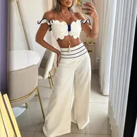 Holiday Beach Women's Sexy Printing Solid Color Linen Polyester Printing Pants Sets Pants Sets main image 1