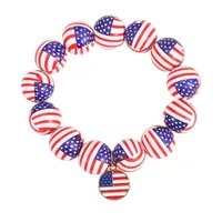 Wholesale Jewelry Retro American Flag Wood Beaded Bracelets main image 3