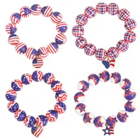 Wholesale Jewelry Retro American Flag Wood Beaded Bracelets main image 2