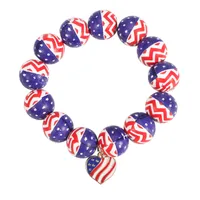 Wholesale Jewelry Retro American Flag Wood Beaded Bracelets sku image 4