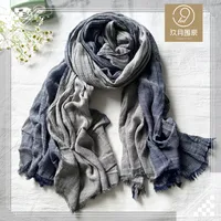 Unisex Retro Color Block Cotton Tassel Scarf sku image 6