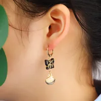 1 Pair Casual Beach Starfish Conch Shell Beaded Natural Stone 18K Gold Plated Drop Earrings main image 3